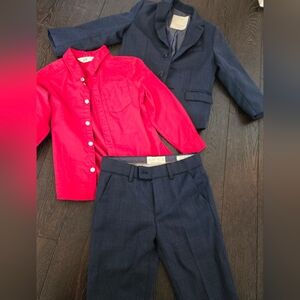 zara Dark Blue Suit with Bright Red Shirt